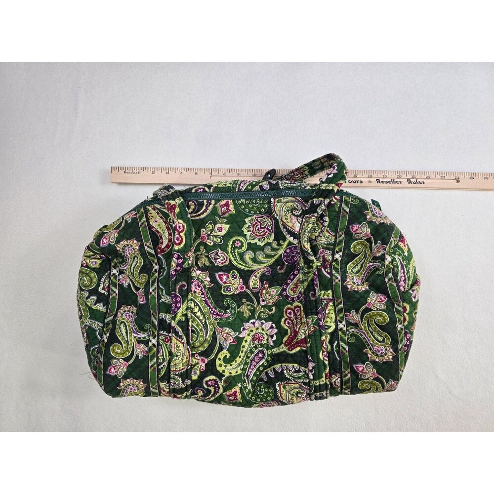 Vera Bradley Quilted Cotton Chelsea Green Paisley Duffel Bag Retired Color - Picture 2 of 7